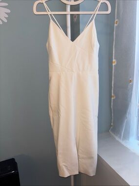 Likely Ivory V-Neck Slip Midi Dress